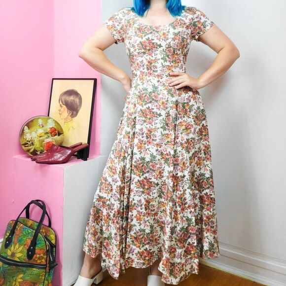 Express Dresses & Skirts - Vintage 90s Express Pink Floral Print Maxi Dress